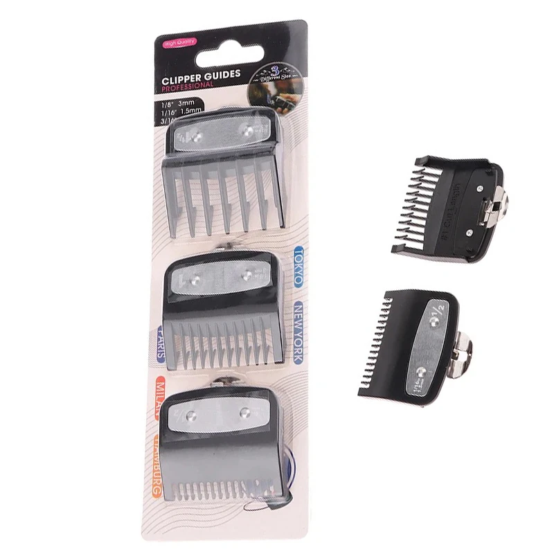 Black Limit Comb Set Hair Clipper Guards Guide Combs Trimmer Styling Tools Attachment Compatible 1.5mm 3mm 4.5mm 1Pcs