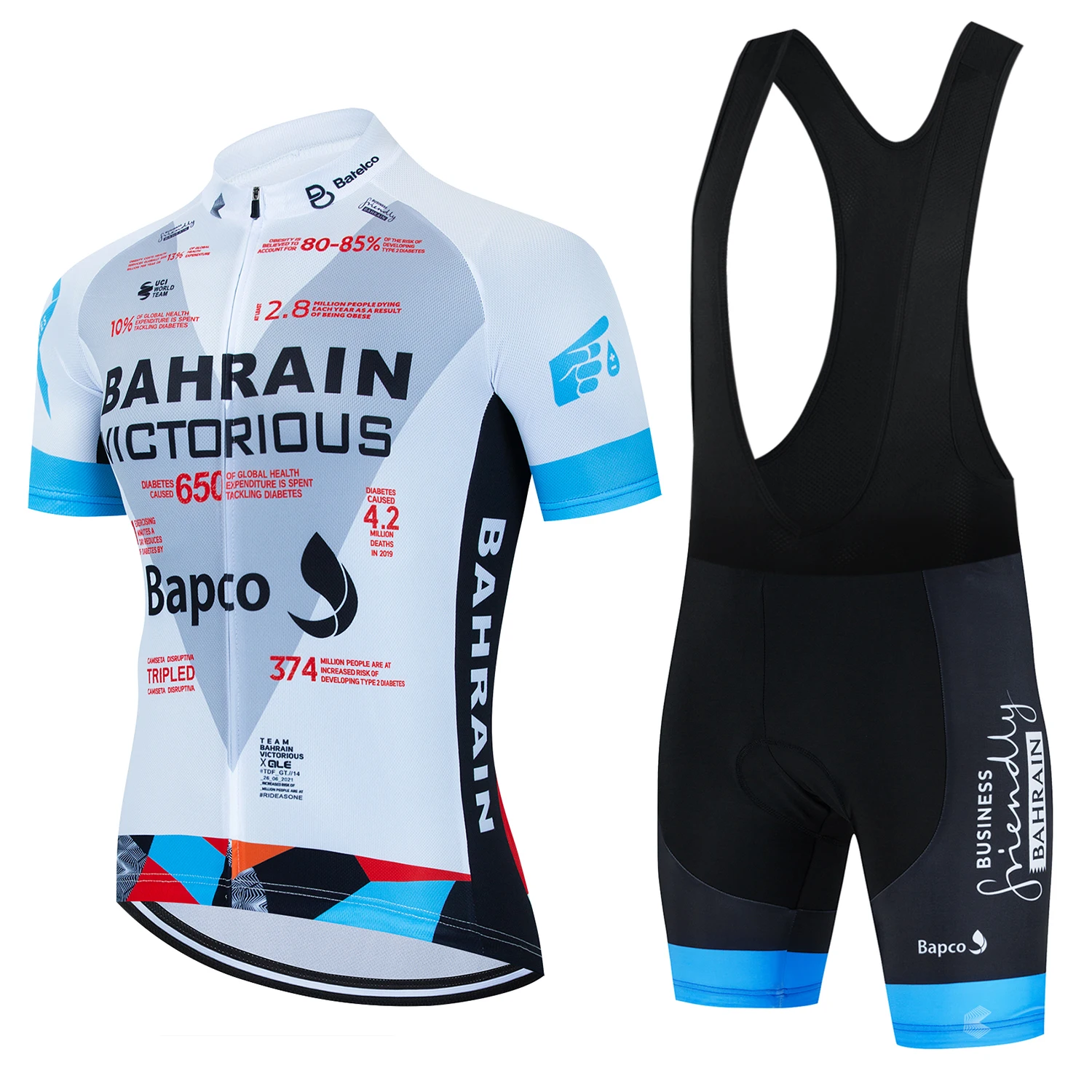 

2025 Cycling Jersey Set Team Bahrain Victorious White Summer Cycling Clothing Men Kit Road Bike Shirt Suit Bicycle Bib Short