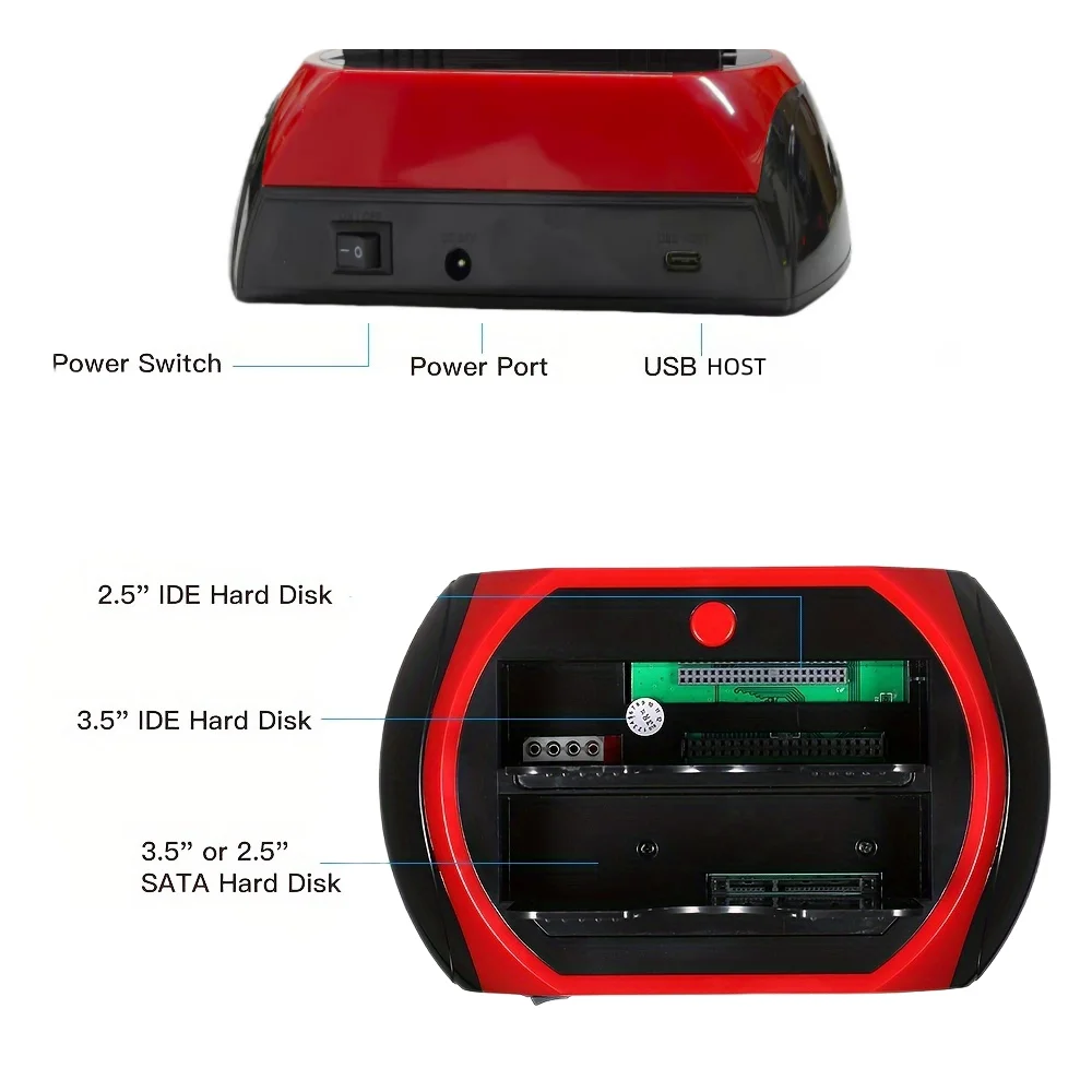 올인원 HDD/SSD 도킹 스테이션 2.5/3.5인치 SATA/IDE 오프라인 복제 기능 USB 3.0 허브 SD/TF 카드 리더기 PD/QC 고속 충전