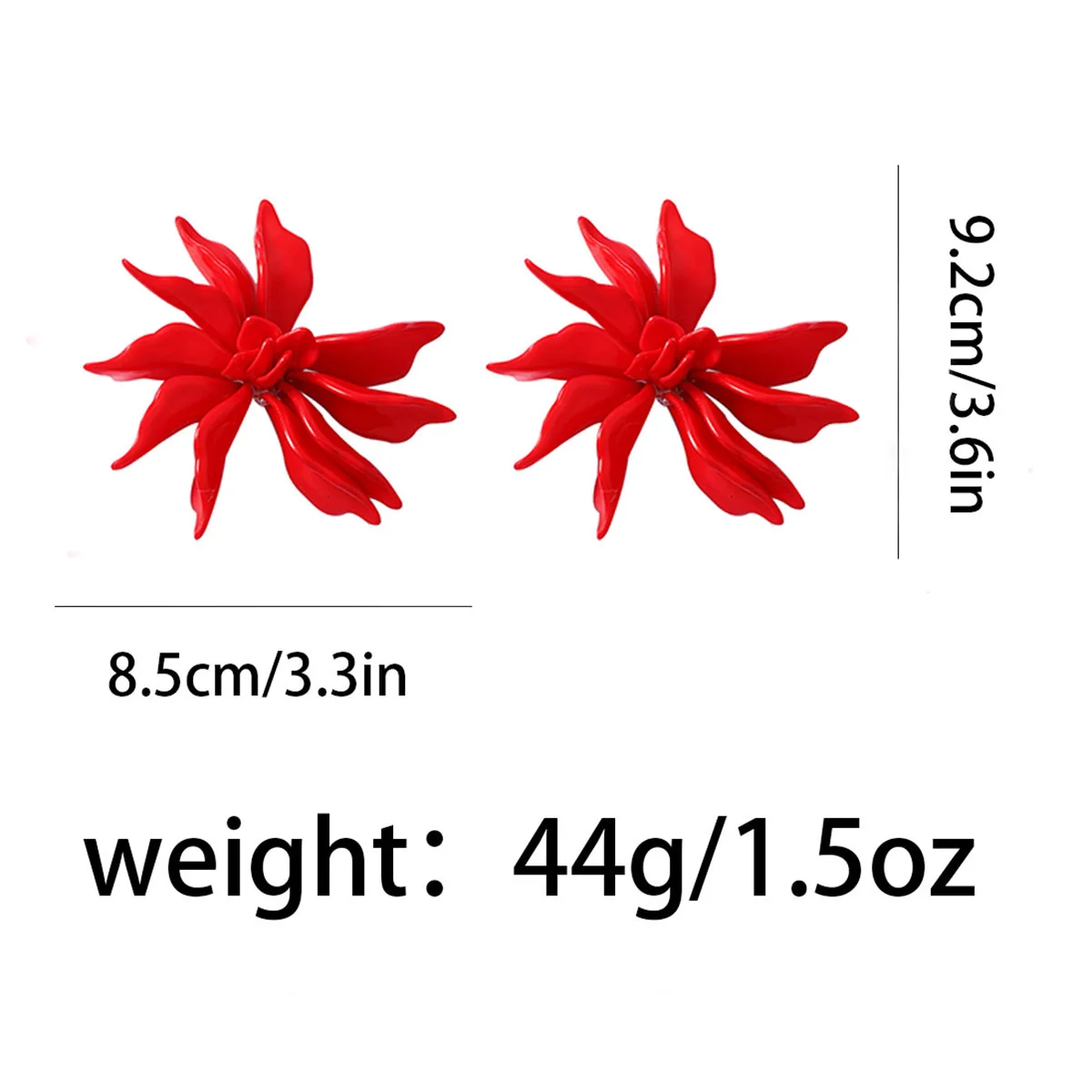 Exaggerated Oversized Red Resin Embossed Flower Earrings for Women Holiday Party Jewelry Gifts