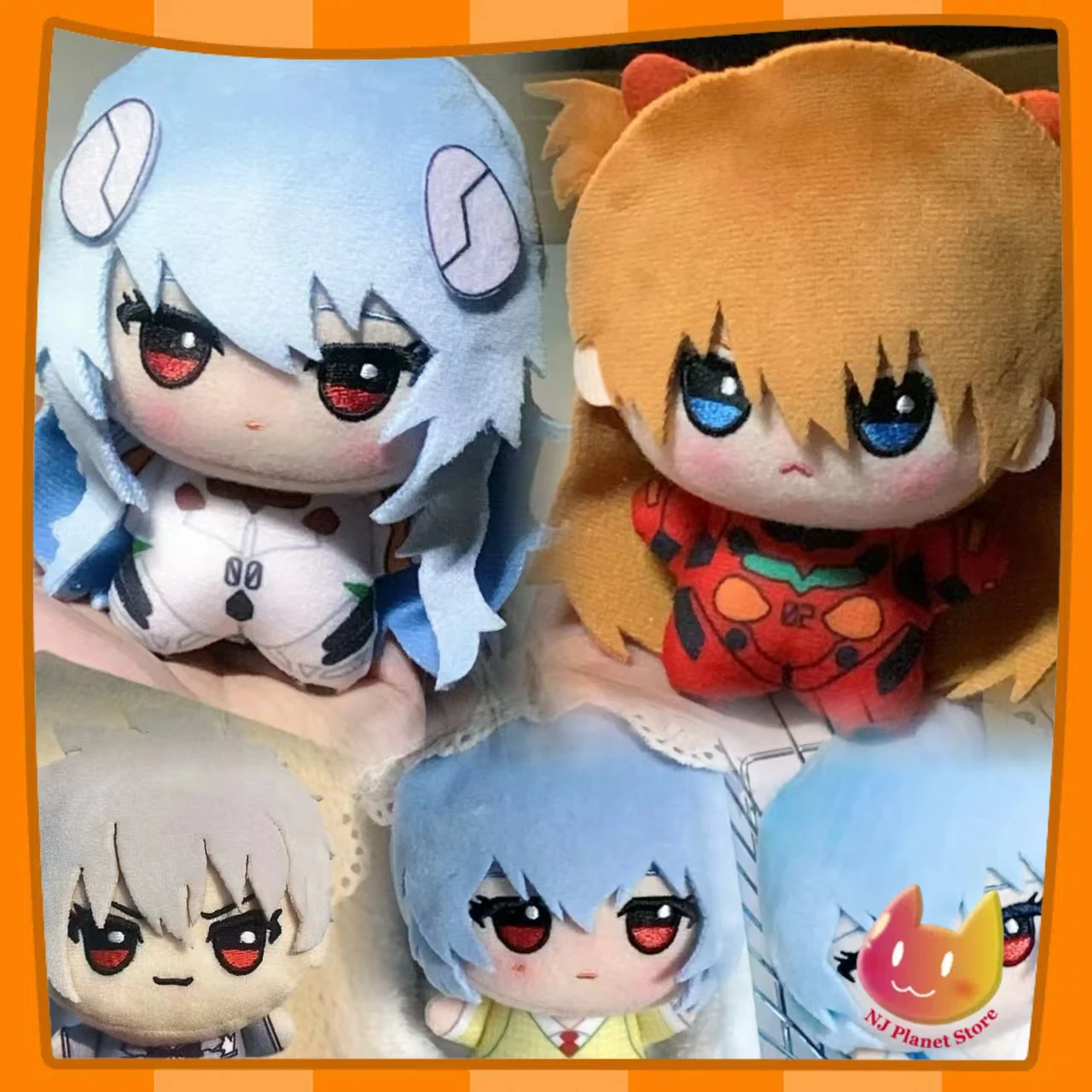 10 Cm Anime Cute Peripheral Asuka Langley Soryu Nunu EVA Ayanami Rei Attribute Cotton Doll Pendant Star Body Plush Doll Keychain