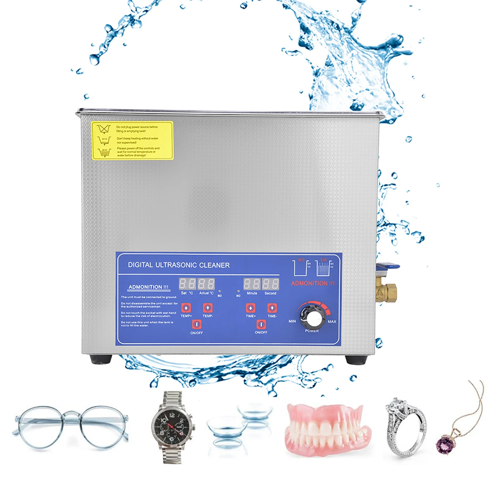 6L Digital Timer Heating Cleaner Industria Power Temperature Adjustable Laboratory Cleaning Supplies 40KHz Timer Heating Cleaner