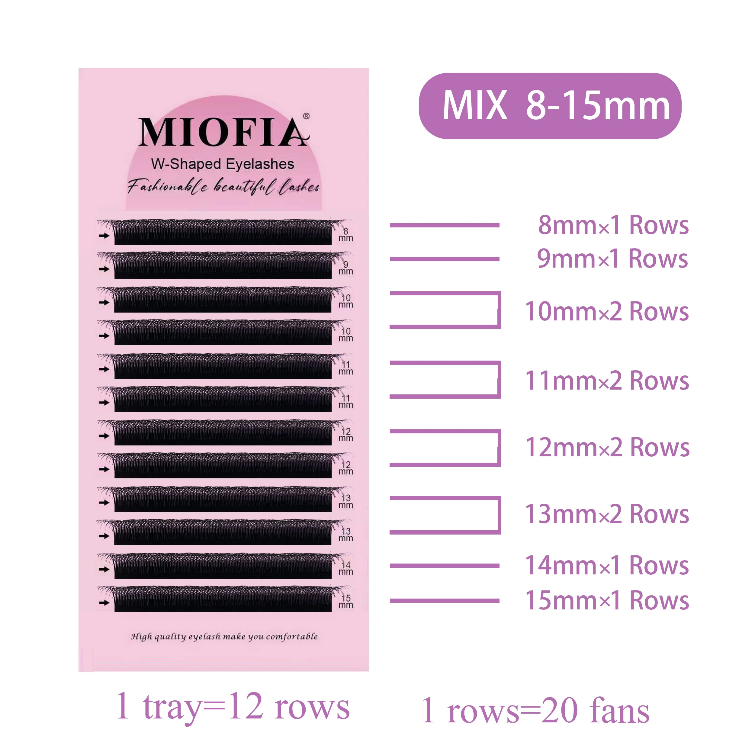 MIOFIA 5D W형 속눈썹 연장 0.07mm 자연스러운 러시안 볼륨 자연스러운 부드러운 프리메이드 팬 속눈썹 연장 미용 메이크업용