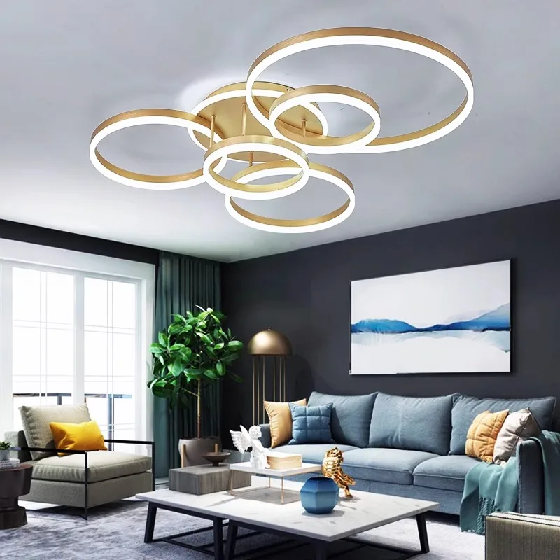 Modern Circular LED Ceiling Lamp Living Room Lights Home Interior Decor Lighting Room Fixture Luster Combination Pendant Light