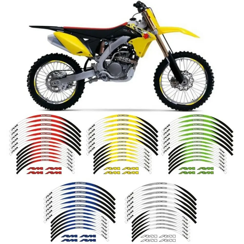 

For Suzuki RM125 RM250 RM 125 250 1990-2007 2008 21" 19" Wheel Hub Motorcycle Accessories Stickers Rim Decals Reflective Stripe