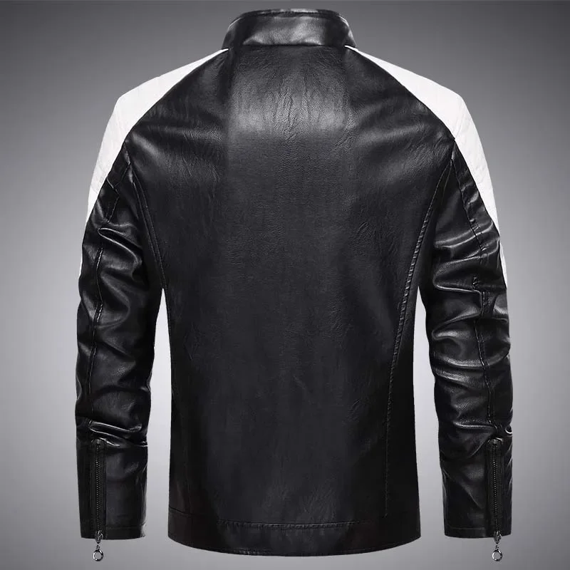 New Men's Casual PU Leather Jacket Men Coat Spring Autumn Outfit Design Motor Biker Pocket Pu Leather Jacket Male Clothing