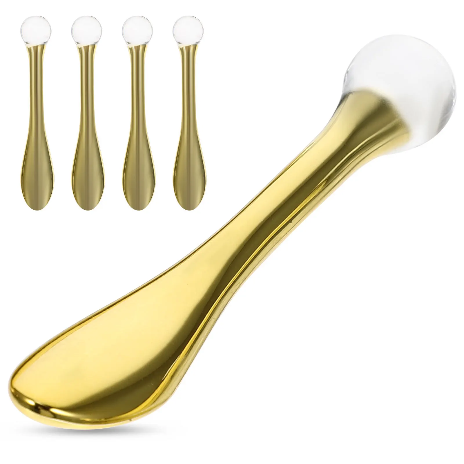 5 stks Oogcrème Lepel Zinklegering Gezichtsmassage Tool Draagbare Compacte Applicator Voor Dagelijks Gebruik Oogzorg Massage Benodigdheden