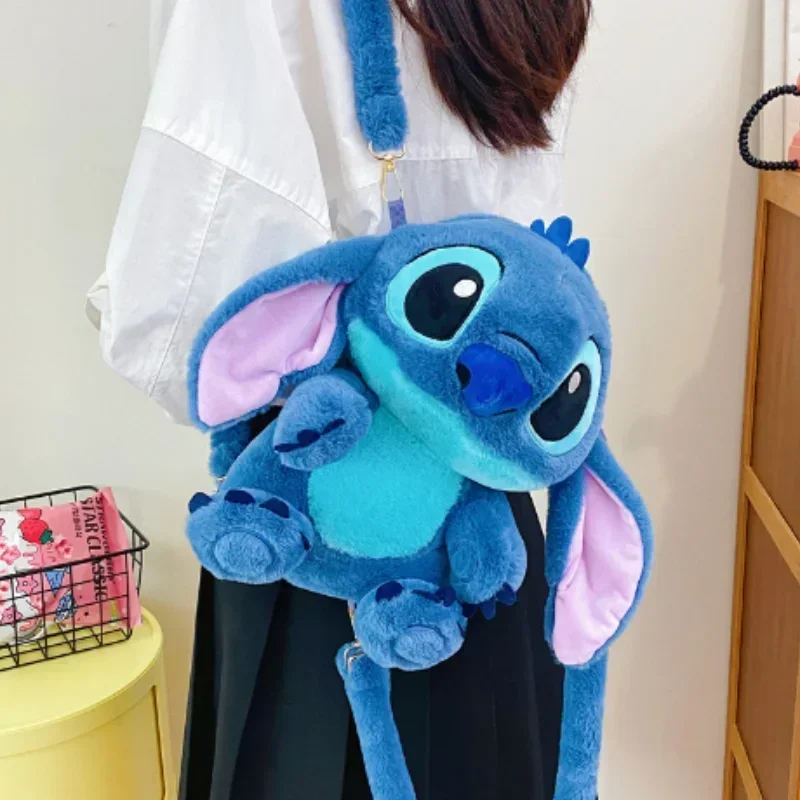 Kawaii Disney Stitch Bag Plush Backpack Bagpack Double Shoulder Crossbody Bag Storage Pouch Plushie Anime Toy Gift for Girls