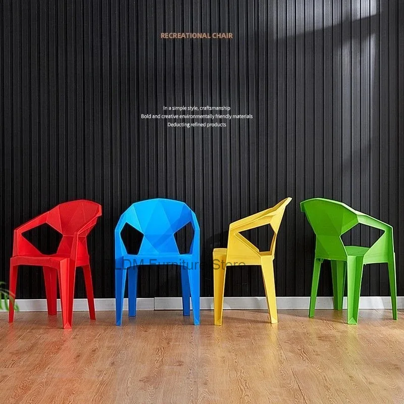 Thickened Diamond Plastic Chair with Backrest, Durable Sturdy Chair, 4pcs Set for Outdoor Barbecue Food Stall