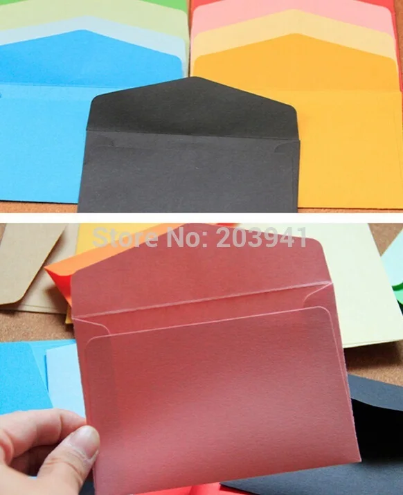 100Pcs Mini Vintage Paper Envelopes Candy Colors Postcard Wedding Gift Invitation Envelope Office Stationery Paper Bag