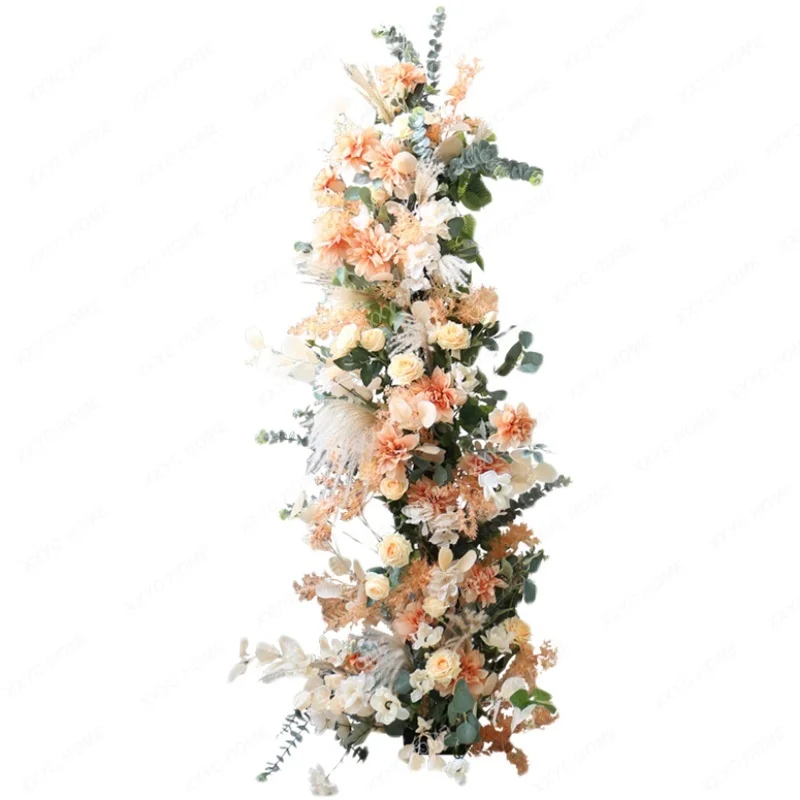 Vintage Wedding Theme Floral Arrangement Champagne Pink Arch Flower Stand Suit