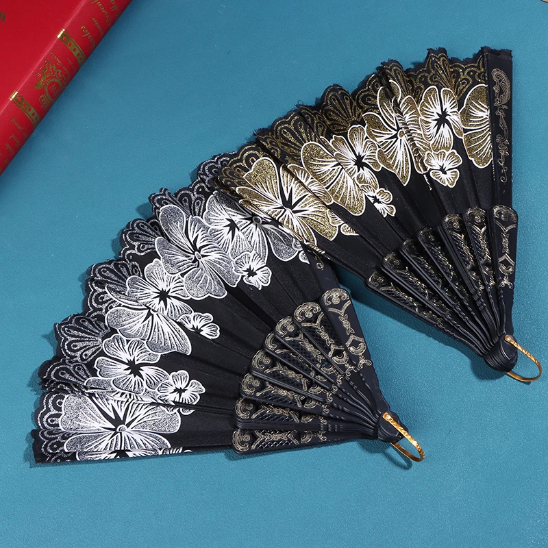 43.5*23.5cm Chinese Style Silk Fabric Fan Folding Fan Wedding Fan Art Gifts Dance Hand Fan Vintage Folding Flower Fan