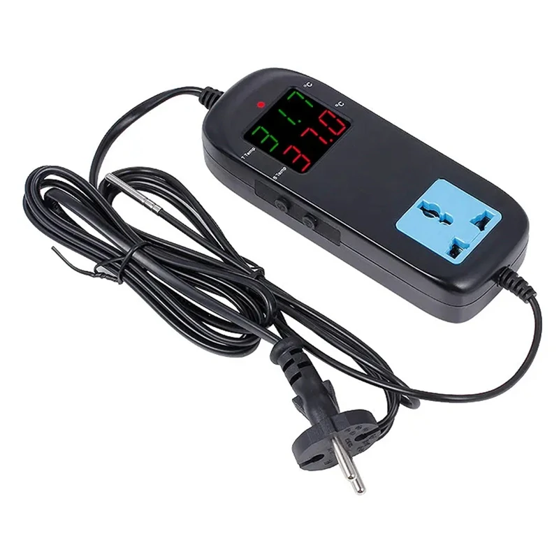 Digital Temperature Controller Build In Outlet 2200W 220V 10A Thermostat Controller For Reptile Freezer Easy To Use UK Plug