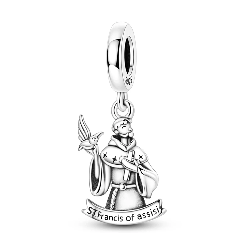 

925 Sterling Silver Charms Bead St. Francis Dangle Fit Original Bracelet DIY Women Jewelry