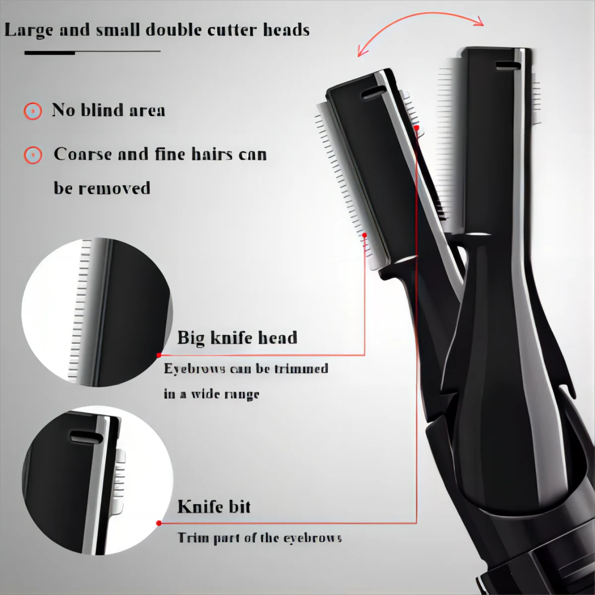 آلة تشذيب الحواجب الكهربائية المحمولة ، أدوات الحلاقة ، تشكيل الحاجب ، الحلاقة مع Duals ، القاطع ، تصميم الرأس ، قابل للغسل ، الشعر