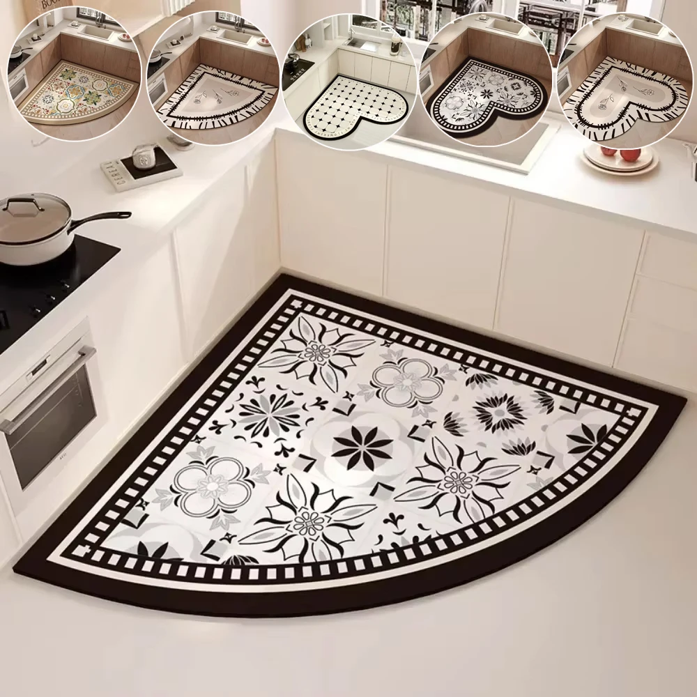 

1PC Water Absorption Kitchen Rug Bathroom Floor Anti-slip Mat Super Water Absorption Capacity Carpet Quick Drying Easy Clean