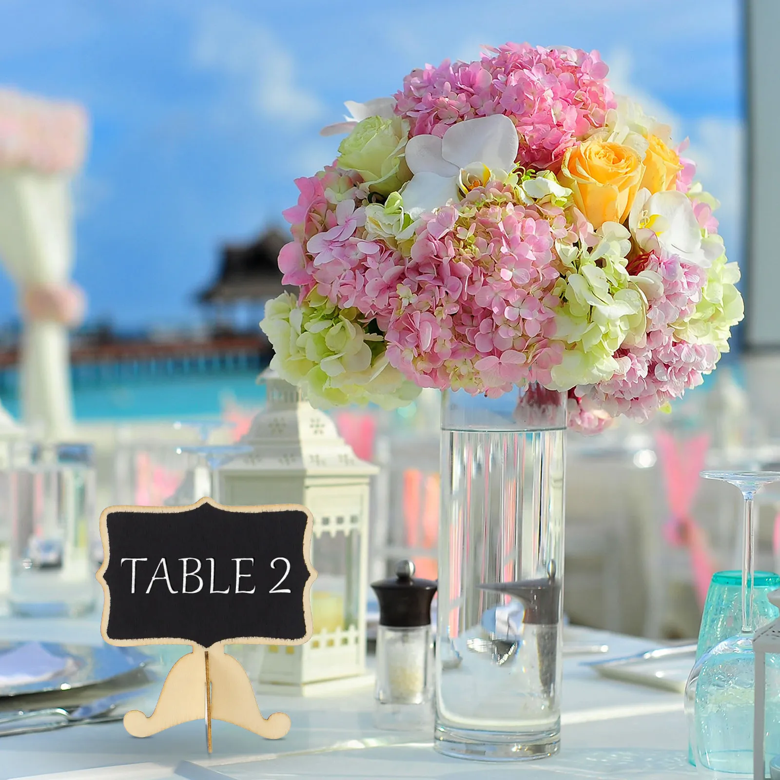 20Pcs Reusable Wooden Memo Blackboard for Wedding Birthday Party Desktop Message Board Home Decoration Wedding Blackboard