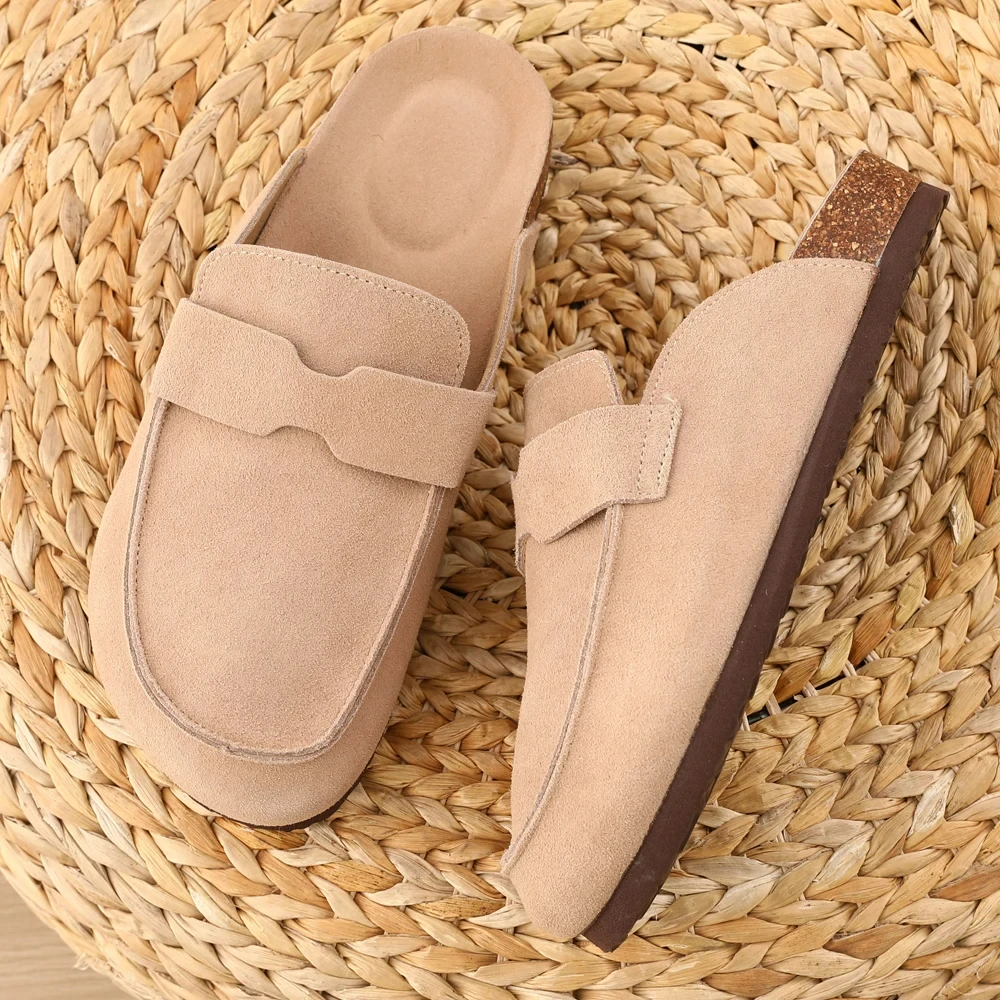 Crestar Fashion Clogs For Women Suede Leather Mules Slippers New Solid color Classic Antislip Cork Clogs Shoes With Arch Support