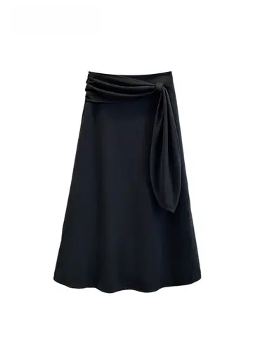 A-Linien-Rock mit hoher Taille für Damen in Übergröße, Herbst, Faion, schlankmachender Agel, asymmetrischer Freizeitrock aus Baumwollwollmischung