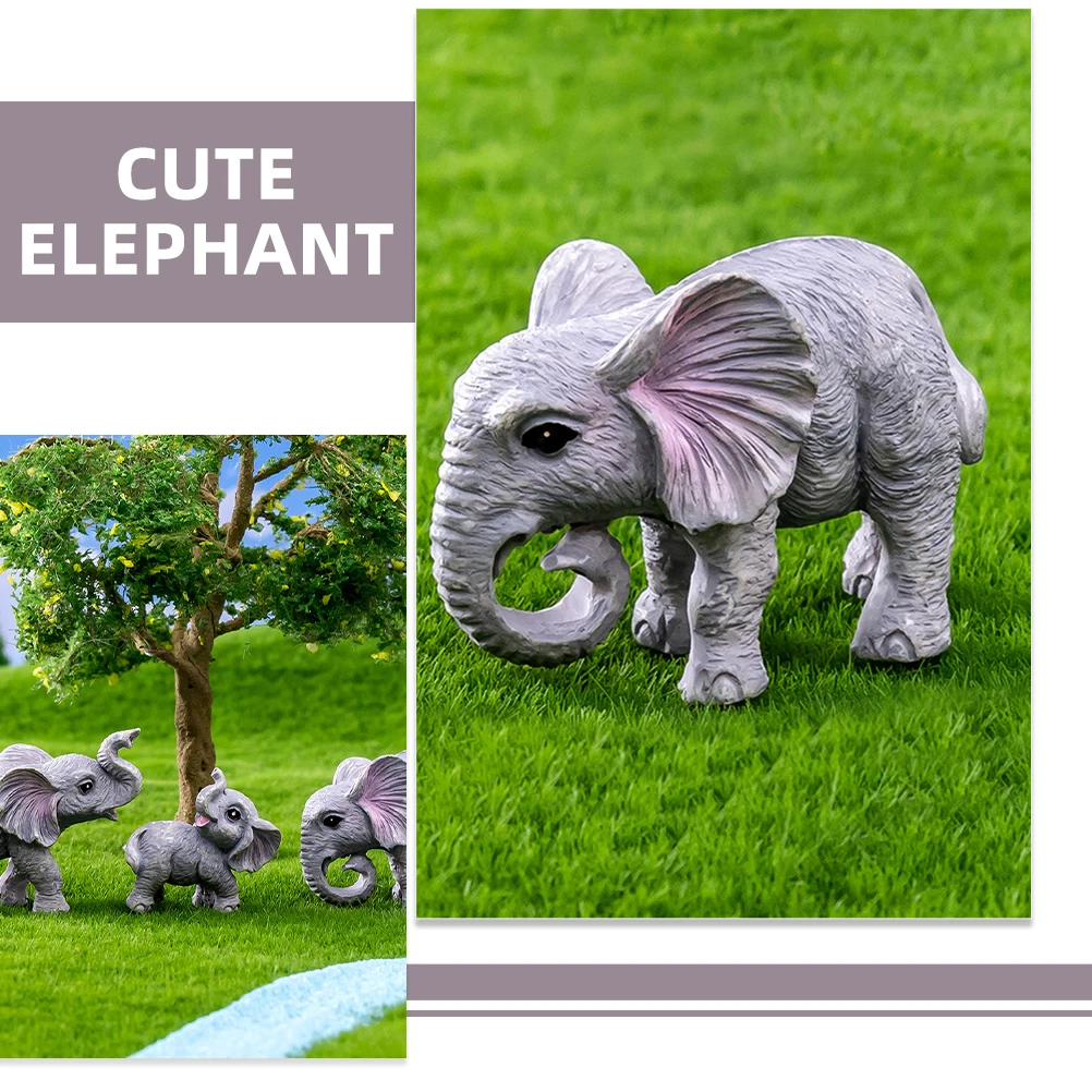 

6pcs Elephant Statues Adorable Resin Figures Micro Landscape Accessories Decor Plant Pot Ornament