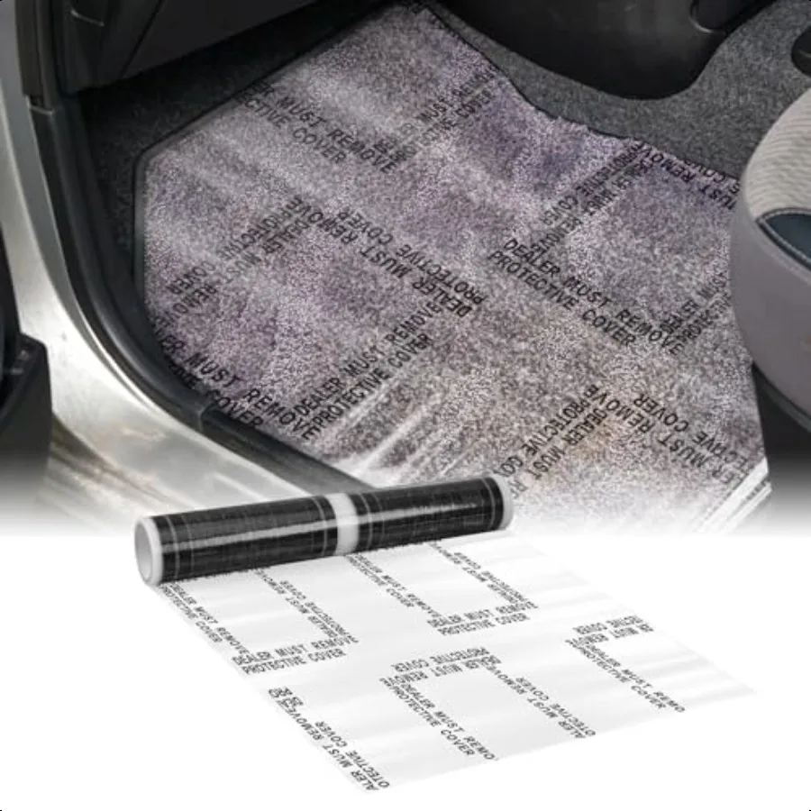

4 Mil Auto Adhesive Plastic Floor Mat 24 x 200' Car Care Products Carpet Protector Film Roll Sticky Car Floor Mats Perforated P