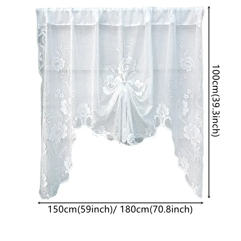 American Pastoral White Lace Balloon Curtain Lifting Tie-Up Roman Tulle Curtain Valance for Room Kitchen Door Partition Decor 커튼