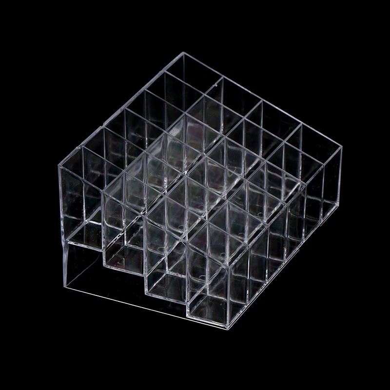 Clear Acrylic 24 Grid Makeup Organizer Storage Box Lipstick Nail Polish Display