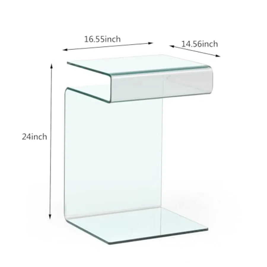 منضدة زجاجية على شكل طاولة جانبية لغرفة النوم، طاولة جانبية صغيرة شفافة لغرفة المعيشة، طاولة أريكة شفافة SSh