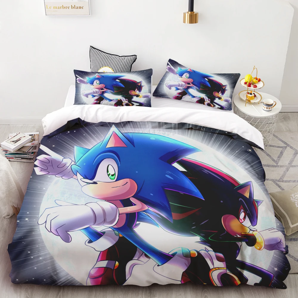 

3pc Duvet Cover Sonic Boy 3D Digital Printing Comforter Set Soft Home Textile 100% Polyester King Size Teen Gift Bedroom Decor