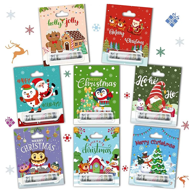 Christmas Money Holder Cards 8 Pack, Christmas Money Holder Ornaments For Gifting Cash, Merry Christmas Hanging Ornaments Decor