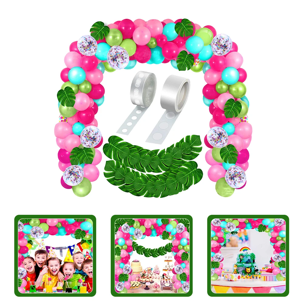 

1 set Flamingo Balloon Chain Tropical Garland Kit Latex Balloon Set Party Decor Luau Hawaiian Festival Ceiling Wall Door Use