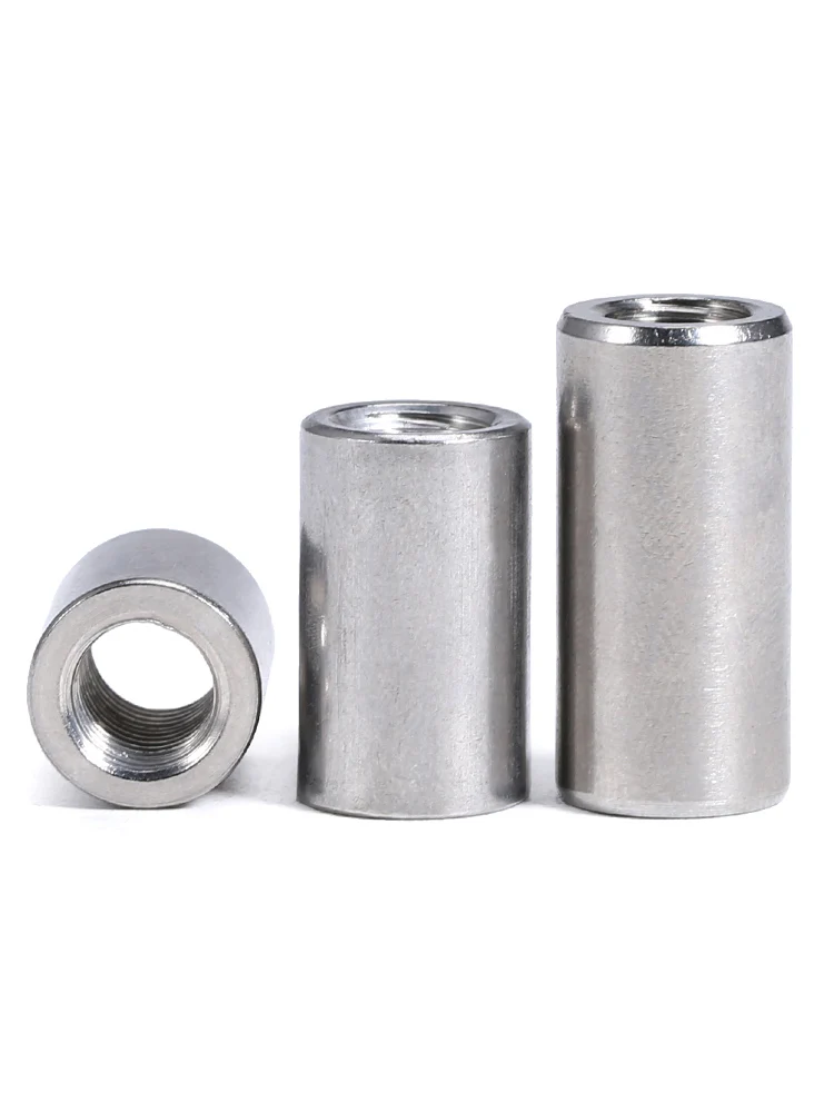 M3 M4 M5 M6 304 Stainless Steel Lengthen Round Coupling Nut Internal Thread Cylindrical Joint Nut Sleeve Tubular Nuts