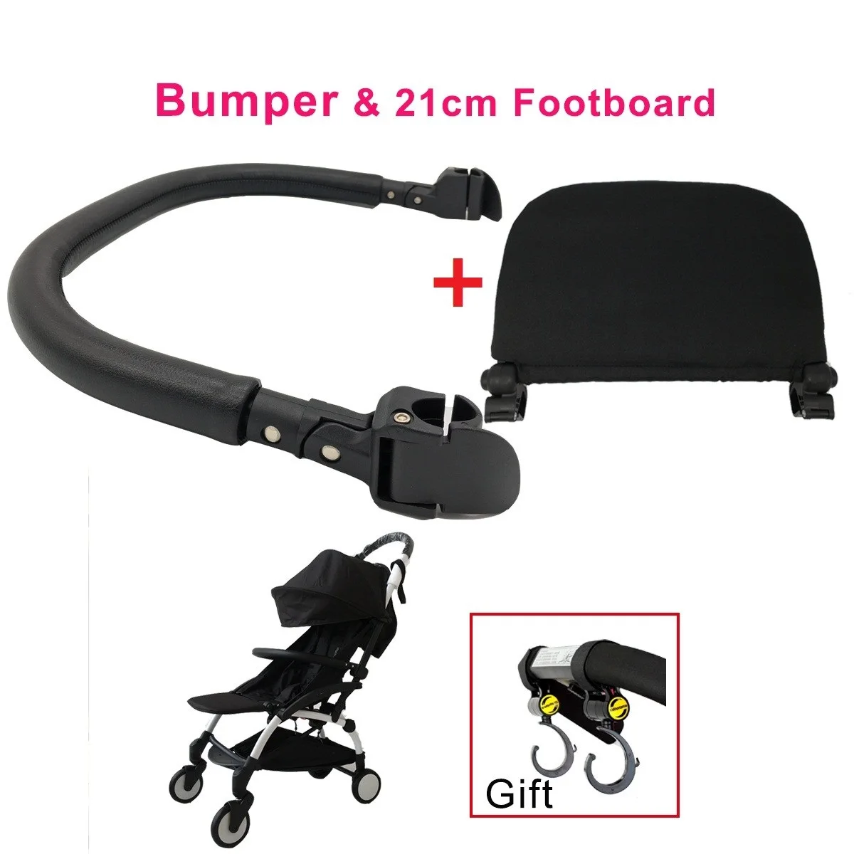 MomTan® Baby Stroller Accessories Armrest PU Leather Bumper Bar Handrail Extend Footboard Compatible with Babyzen YOYO 2 YOYO 3
