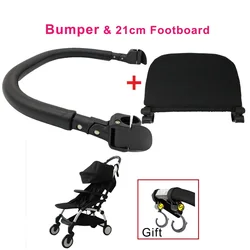 MomTan® Baby Stroller Accessories Armrest PU Leather Bumper Bar Handrail Extend Footboard Compatible with Babyzen YOYO 2 YOYO 3
