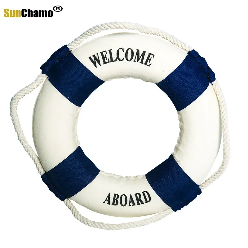 Welcome Wall ornament Life Buoy Foam Aboard Nautical Life Lifebuoy Ring Boat Wall Hanging Mediterranean Style Home Decor
