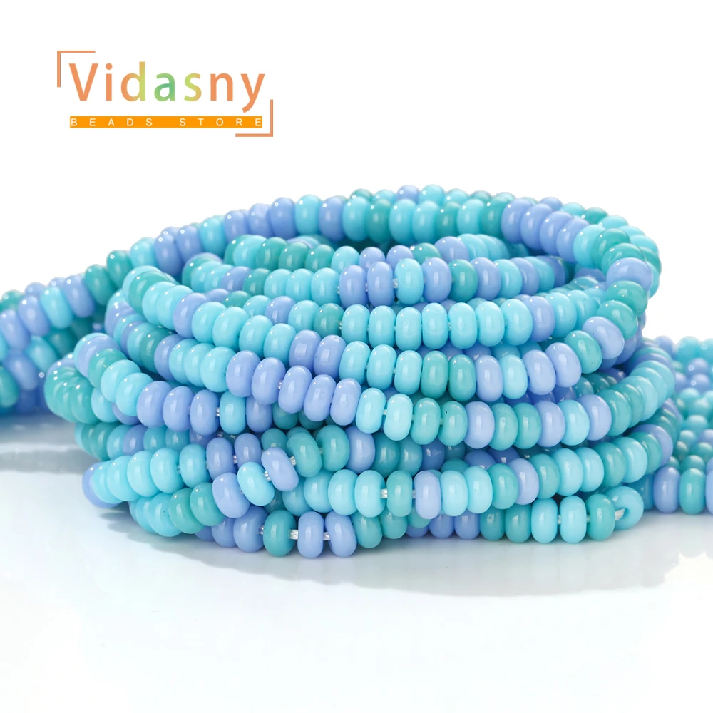 4x2mm Natursteine Lila Seeblau Runde Rondell-Perlen für Schmuckherstellung Passend für DIY Armbänder Halsketten Zubehör – Detail 6