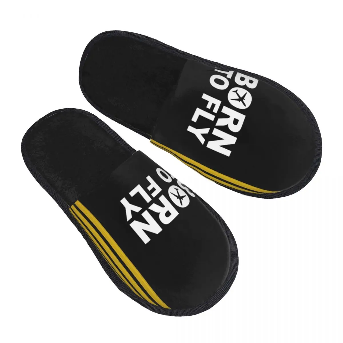 Born To Fly Captain Stripes Flight Pilot House Slippers Cozy Memory Foam Aviation Aviator Airplane Slip On Bedroom Slipper Shoes