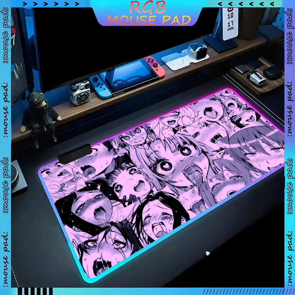 

Sexy Girls Mouse Pad RGB Pc Accessories LED Game Desk Mat E-sport Table Protector Neon Keyboard Mat Backlit Carpet Rug Give gift