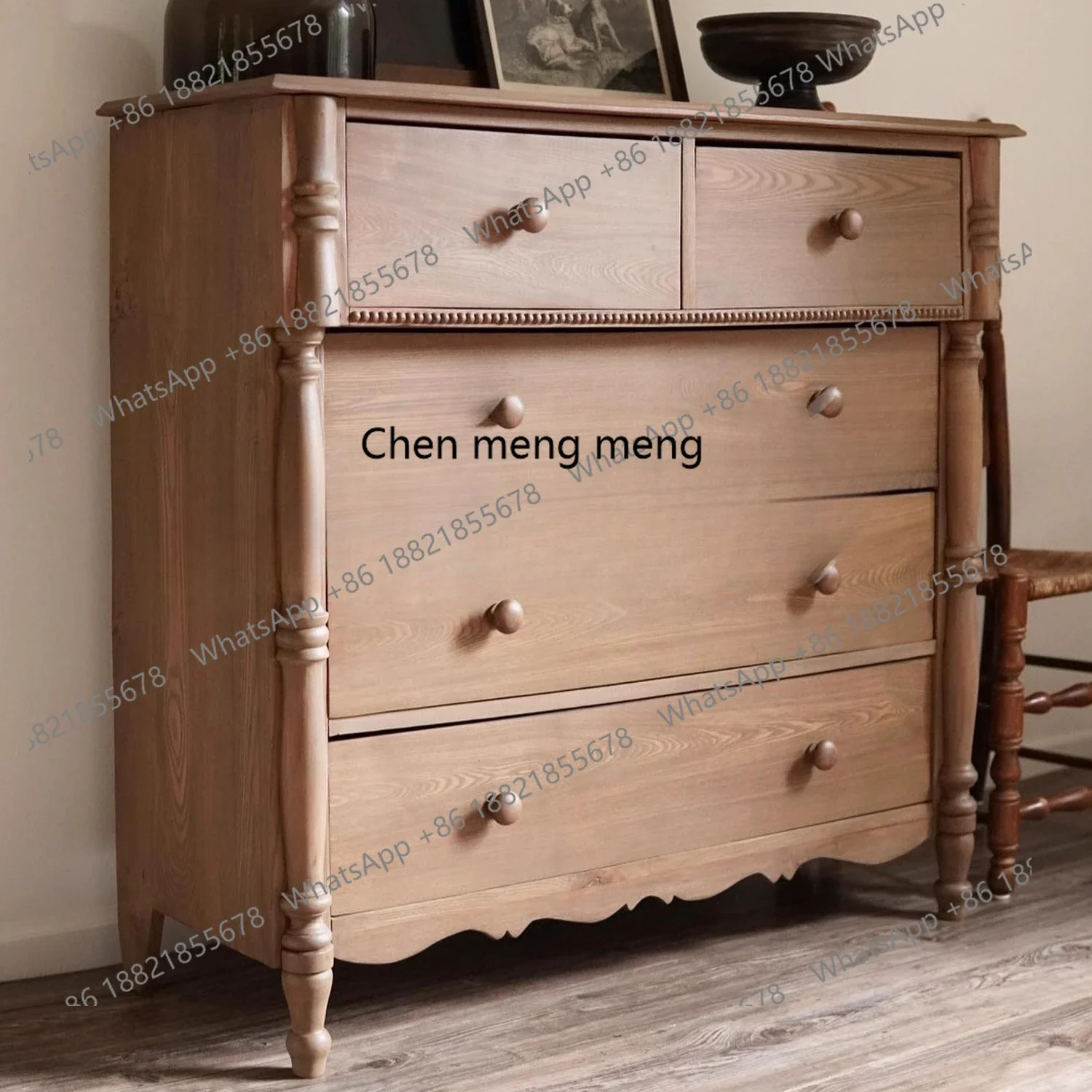 

X Solid wood chest small apartment bedroom storage, simple living room wall storage decorative cabinet
