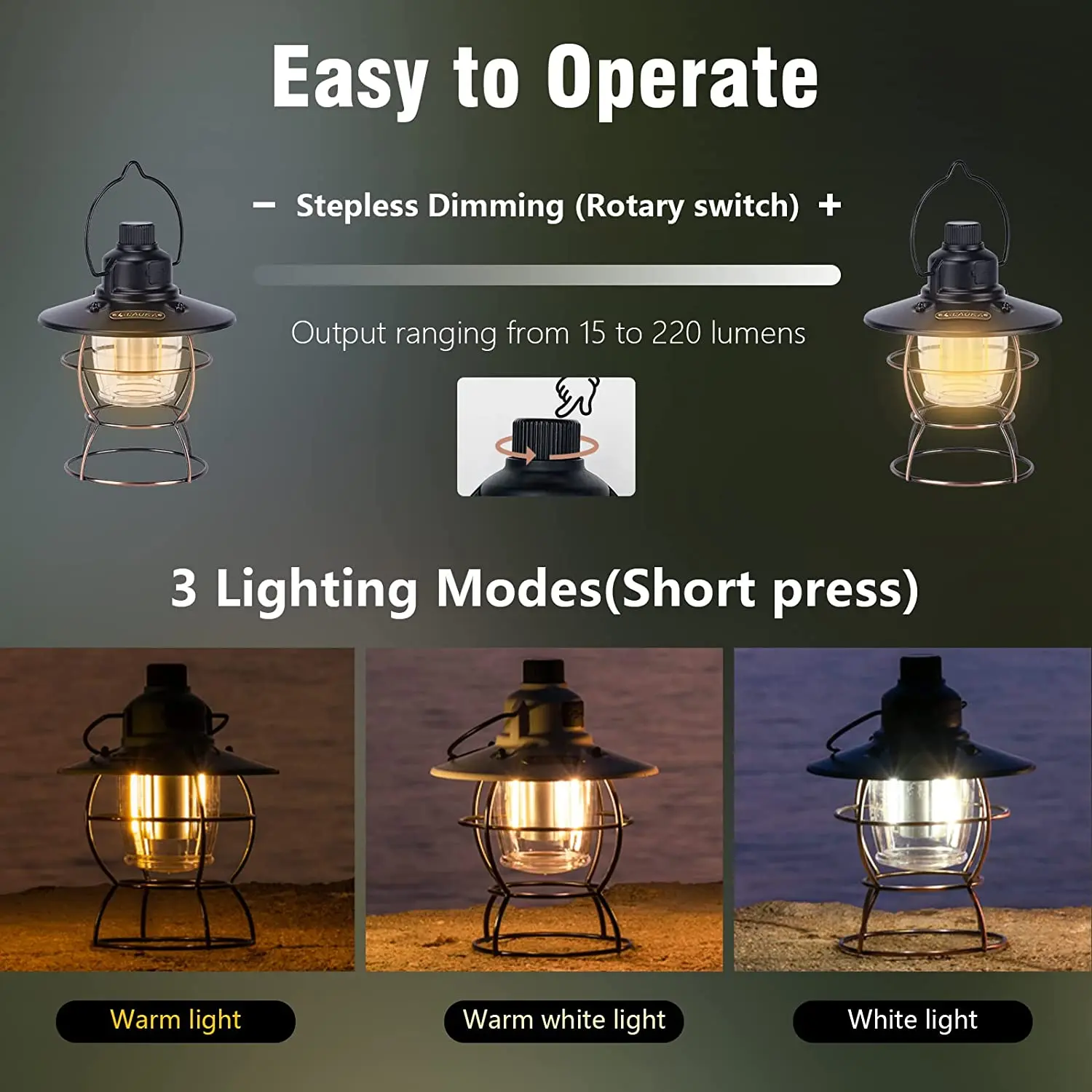 IPX4 Waterproof Outdoor Portable Rechargeable Led Rechargeable Vintage Retro Metal Hanging Camping Lantern Dimmable Torch Lights