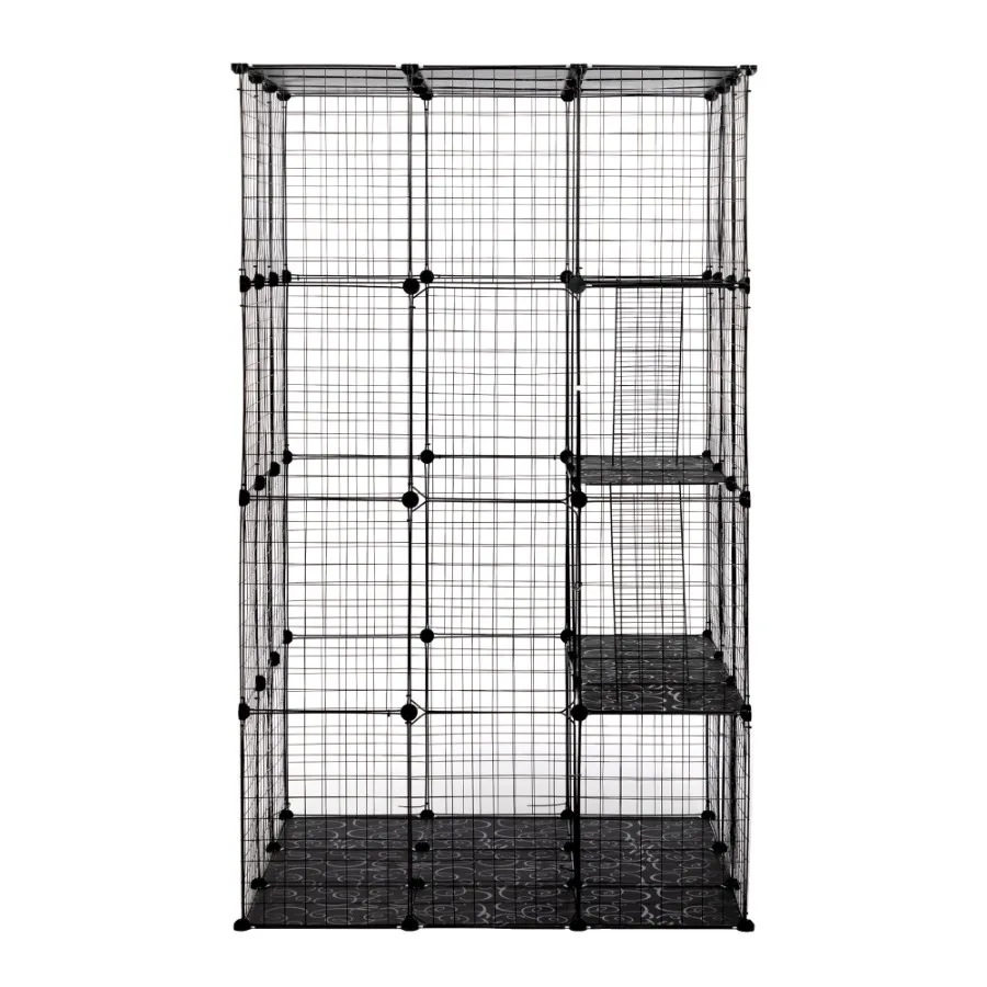 

3Tier Wire Cat Cage Large Kennels Playpen with 3 Platforms 3 Ramp Ladders and 4 Doors 42 x 42 x 72 Black XH