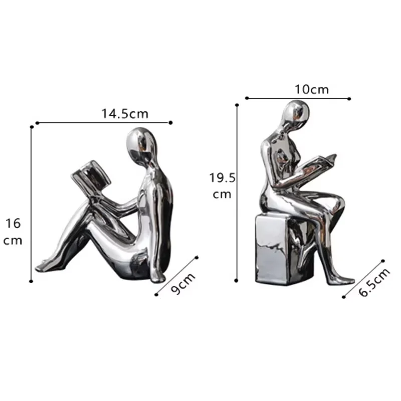 Modern 1Set/2Pcs Ceramic Girl Figure Book BlockBook Shelf Stopper Holder Bookend Home Desktop Study Room Ornament Sculpture