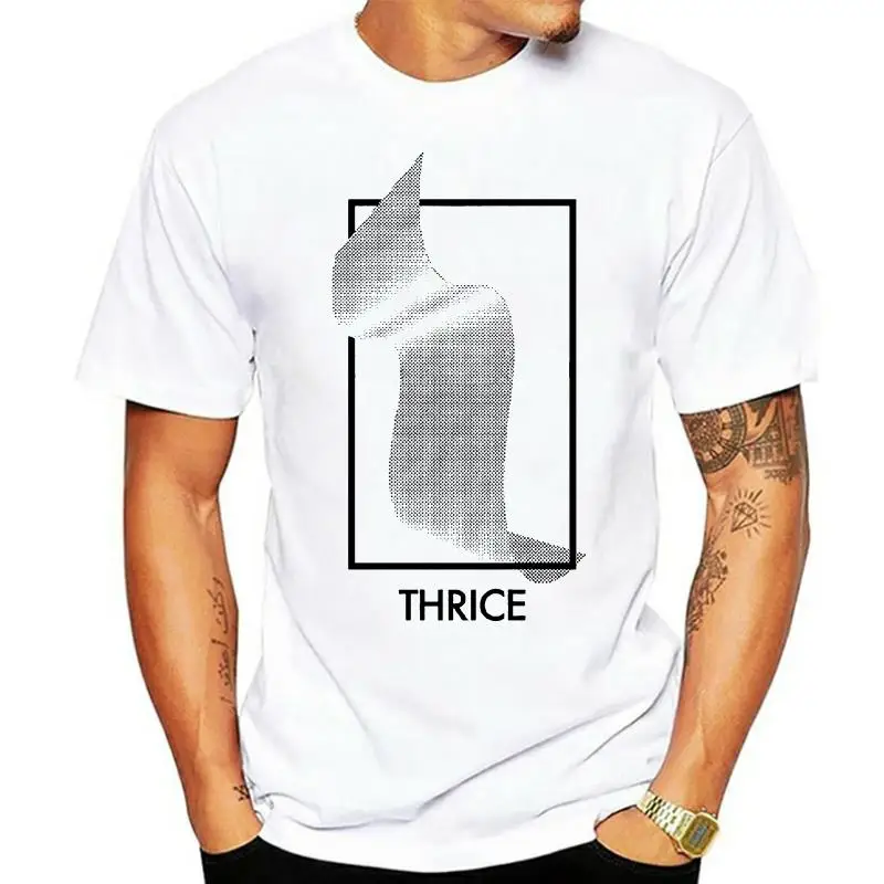 Clothing Thrice T Shirt Ribbon Band Logo Official Mens White 3895