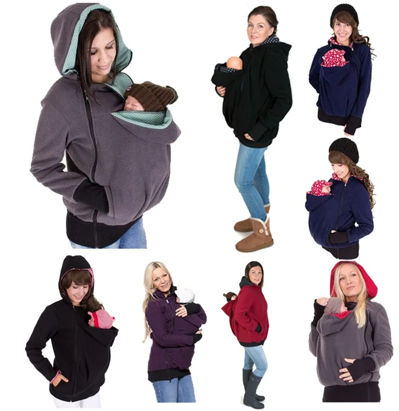

Women Hoodies Jackets Mom Kangaroo Coat Baby Carrier Sweatshirt Casual Warm Hooded Mommy Outerwear Maternity Clothes Pregnant
