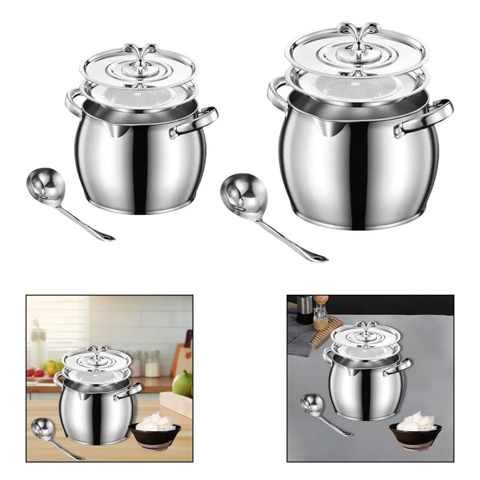 

Grease Strainer Oil Storage Can Large Capacity Stainless Steel Filter Pot for Kitchen Cooking and Hot Oil Management