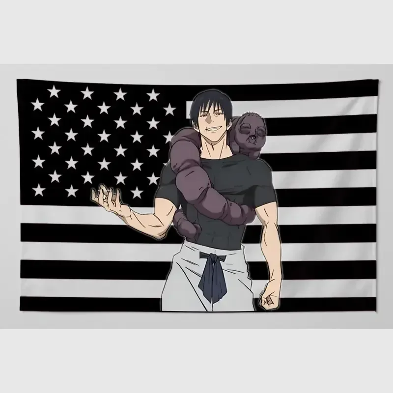 Toji Fushiguro Schwarze Amerikanische Flagge, Maßgefertigte Flaggen für Schlafzimmer, Flaga Outdoor-Dekor, Barbershop-Garage-Dekoration, Wandteppich Schlafzimmer – Detail 4