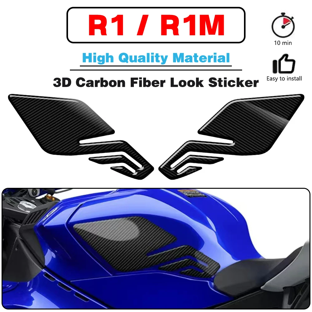 

For YAMAHA YZF-R1 R1 R1M 2020 2021 2022 2023 2024 Motorcycle Side Fuel Tank Pad Knee Grip Protection Sticker Carbon-look