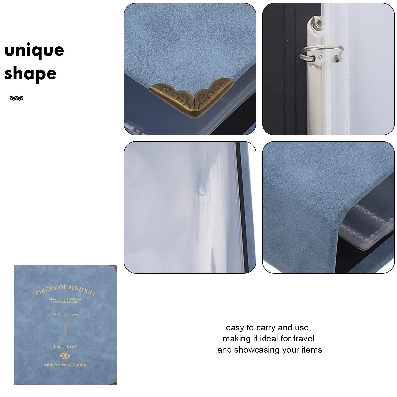 A4 Photo Album Scrapbook Book Keepsake Organizer Waterproof Portable Large Capacity For Cards Tickets Artworks