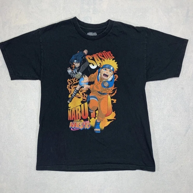 Shonen Jump Naruto camiseta para hombre grande negro Anime gráfico camiseta manga corta