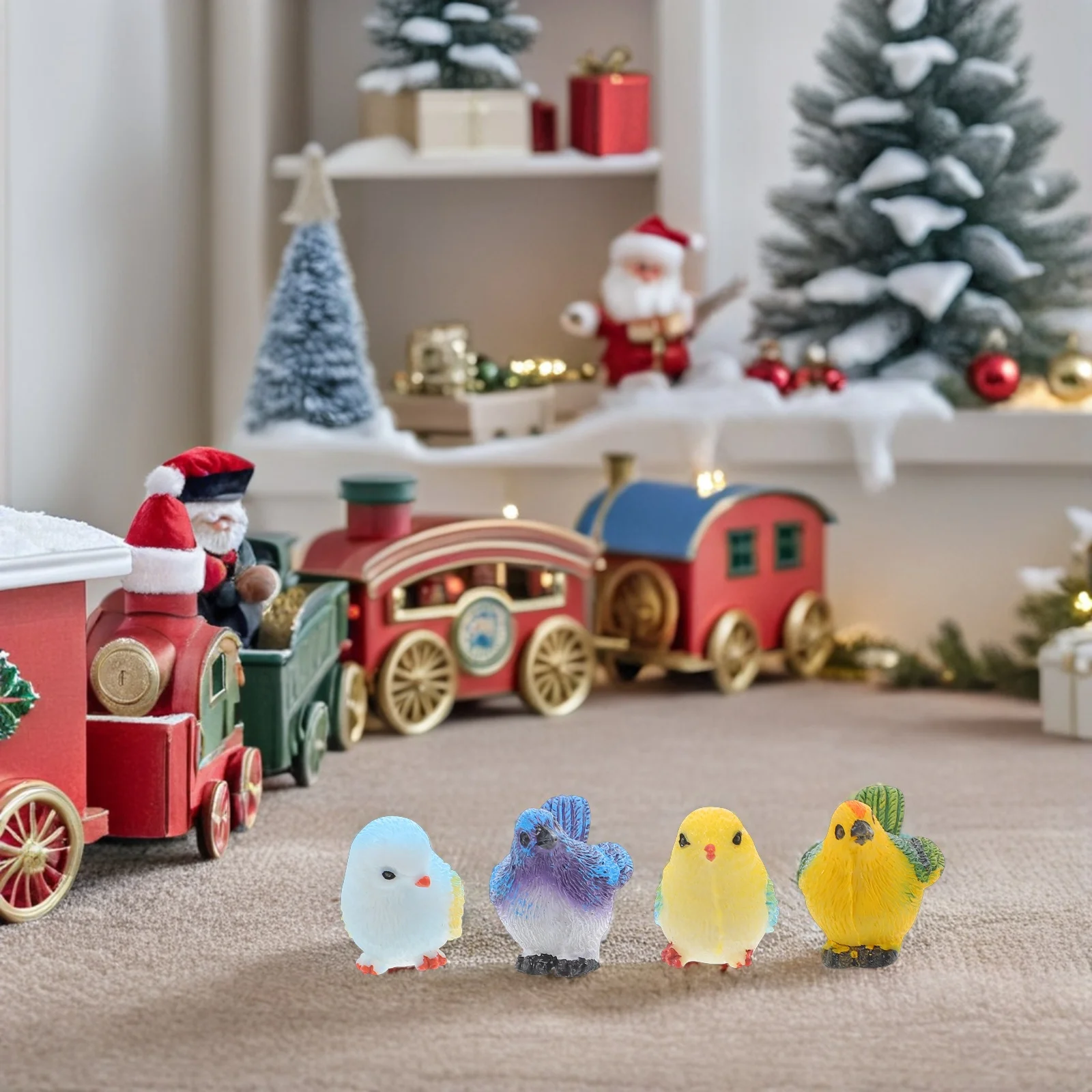 

8 Pcs Artificial Birds Resin Parrot Statue Nest Decorations Lawn Sculpture Mini Garden Figures